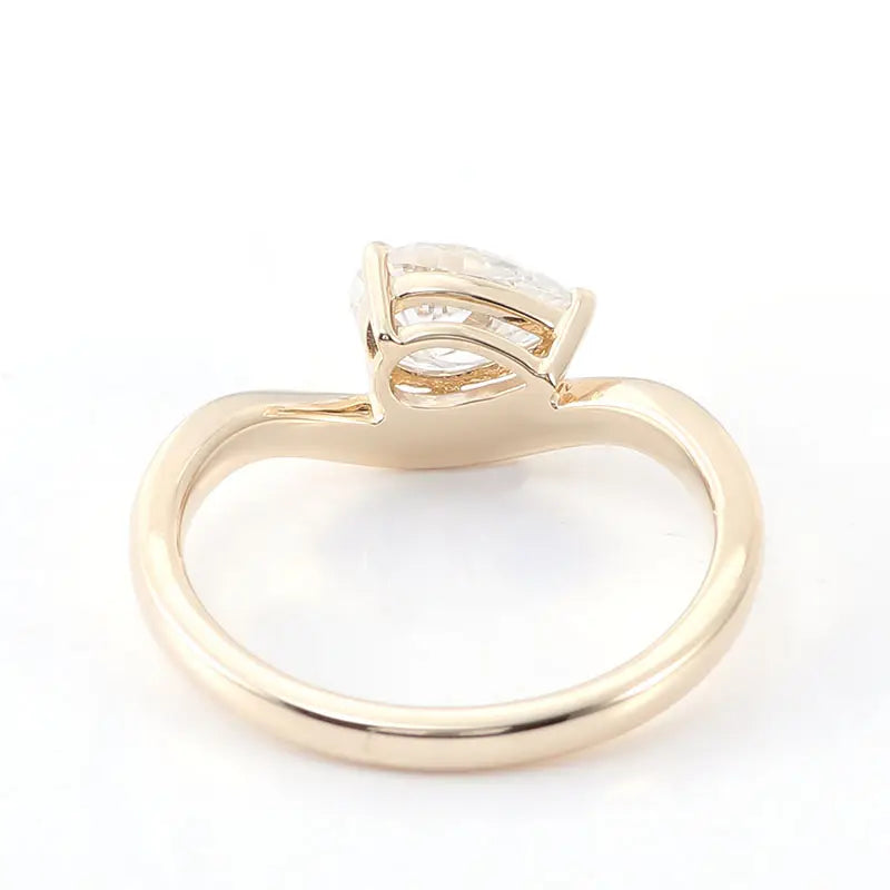 Bague de fiançailles en or jaune massif 14 carats avec moissanite