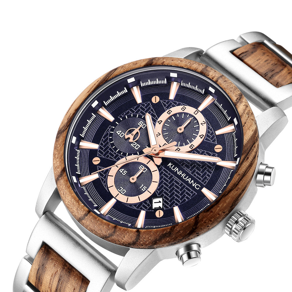 The Voyager Sports Waterproof Wood Grain Men's Watch