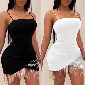 Robe mini d'été fendue à pampilles Ava
