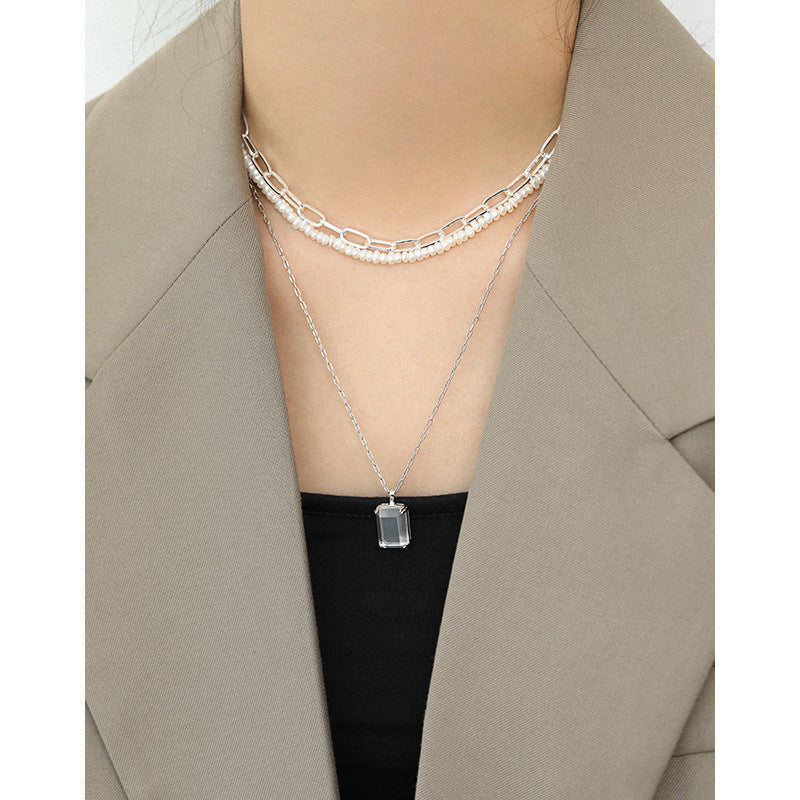 VVS Jewelry Halskette mit Büroklammer-Gliederkette – 925er Sterlingsilber und 18 Karat Gold