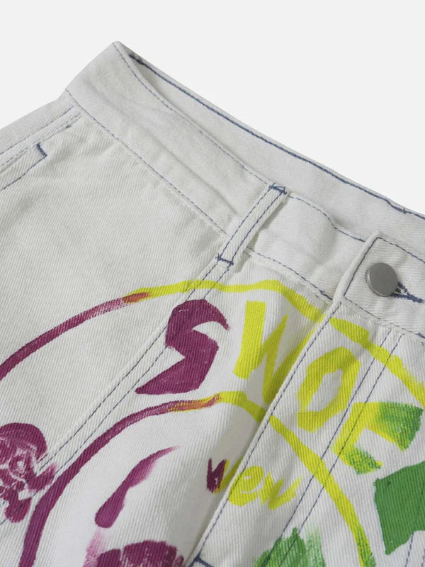 JEANS MIT WEITEM BEIN „COCONUT BAUM“