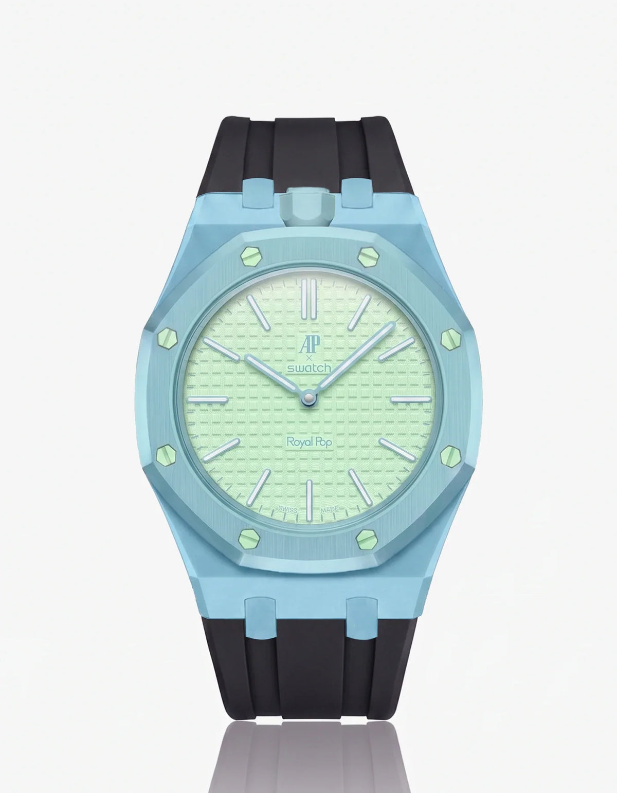 combo::light-blue::rubber-strap-for-ap-x-swatch-royal-pop-black