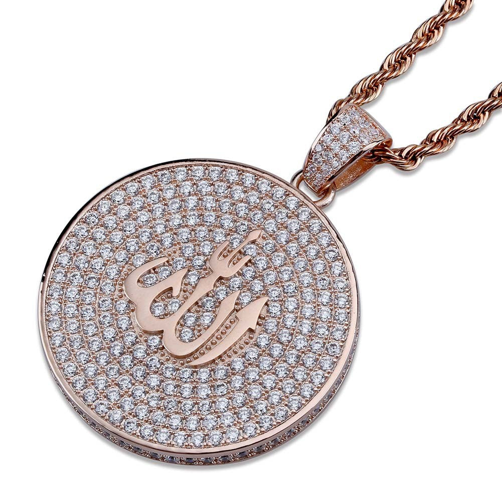 Iced Out Runde Allah Halskette