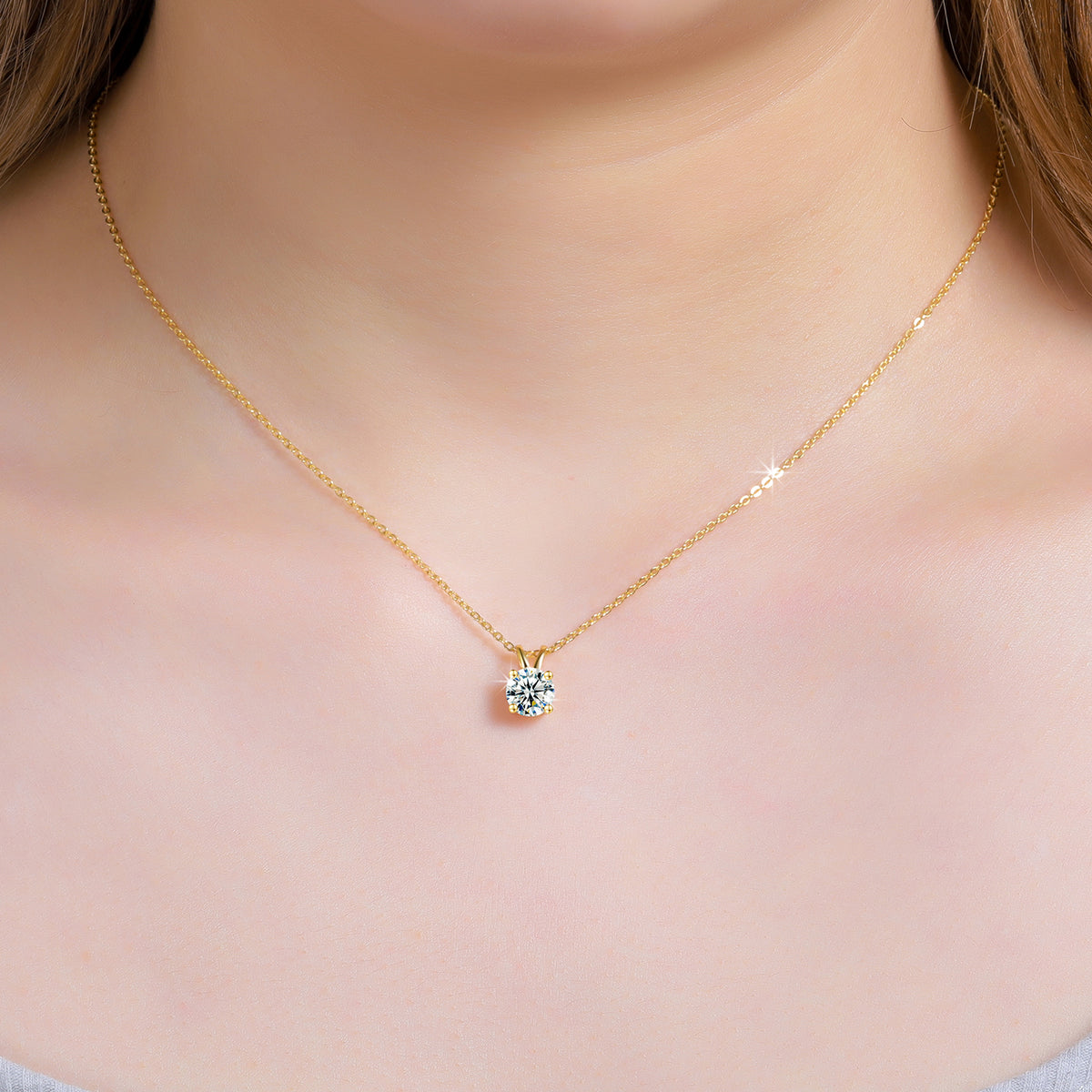 VVS 925 Sterling Silver Moissanite Solitaire Pendant Necklace