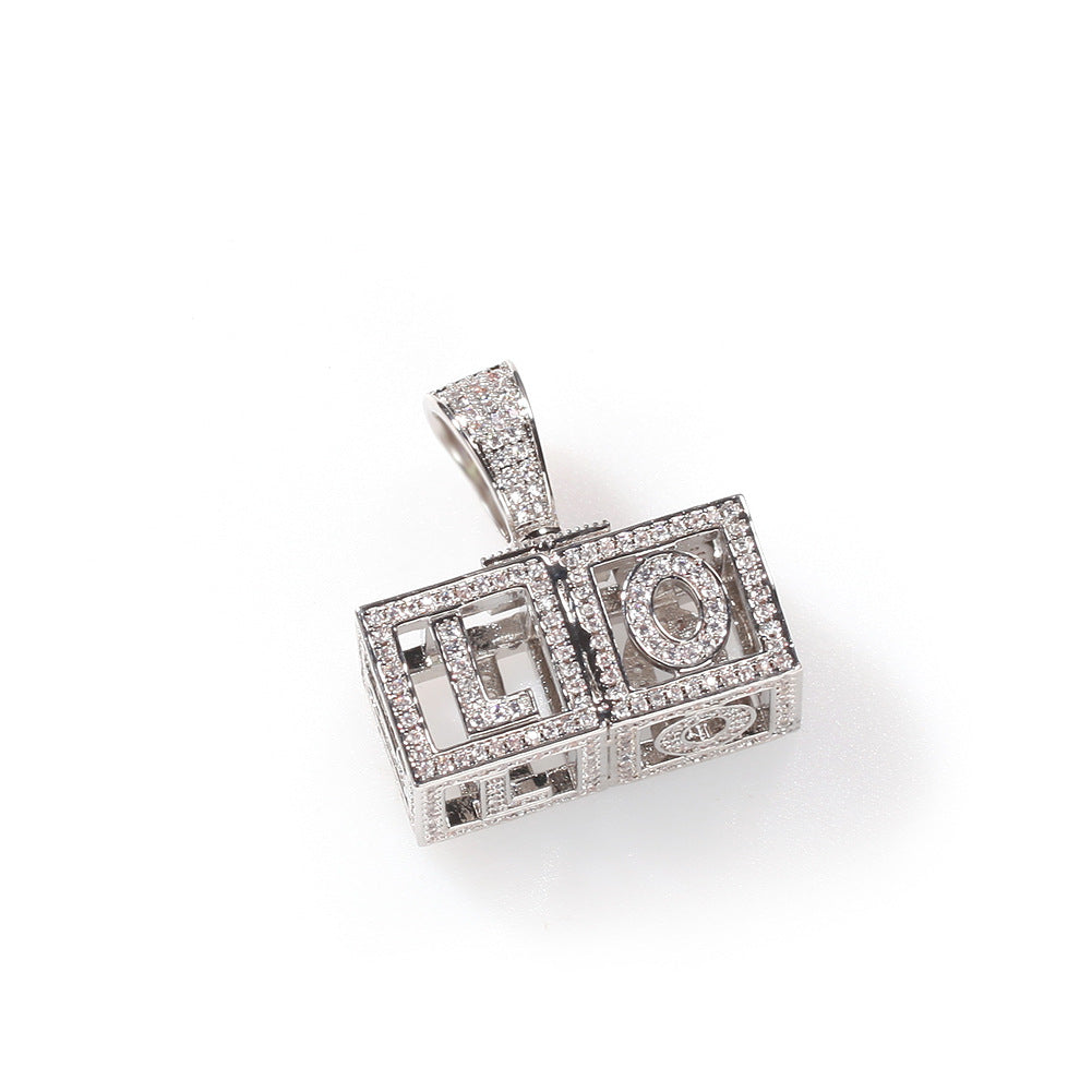 Custom Letter Hollow Square Necklace