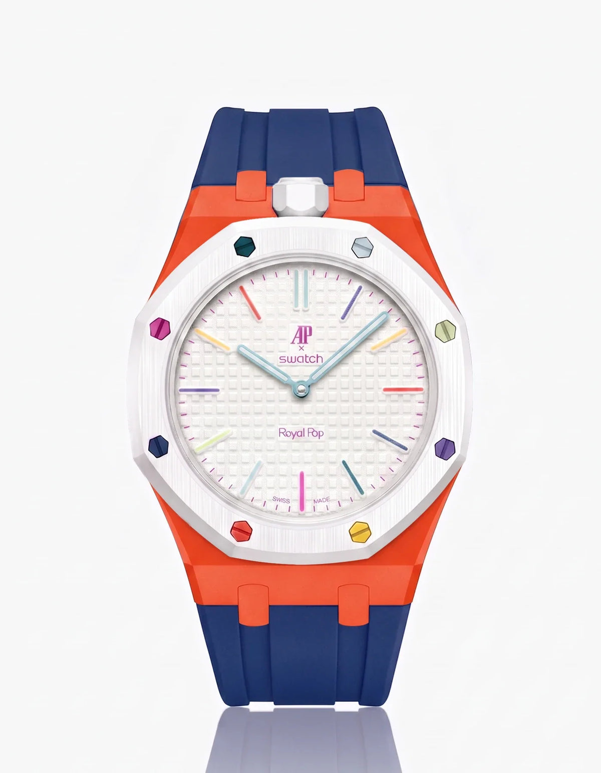 combo::orenji-orange::rubber-strap-for-ap-x-swatch-royal-pop-navy-blue