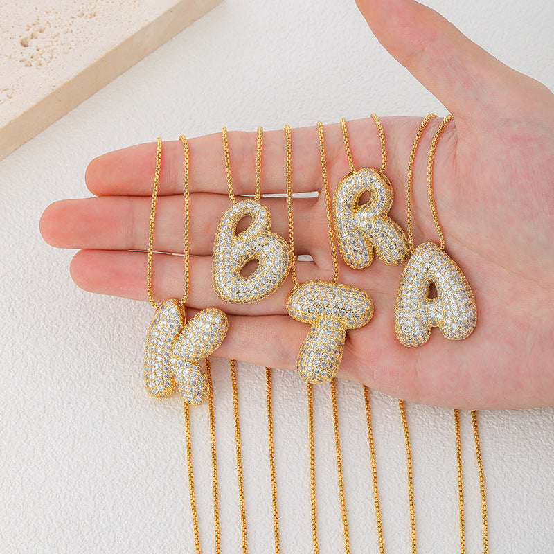 VVS Jewelry™ Chubby Bubble Initial Letter Necklace