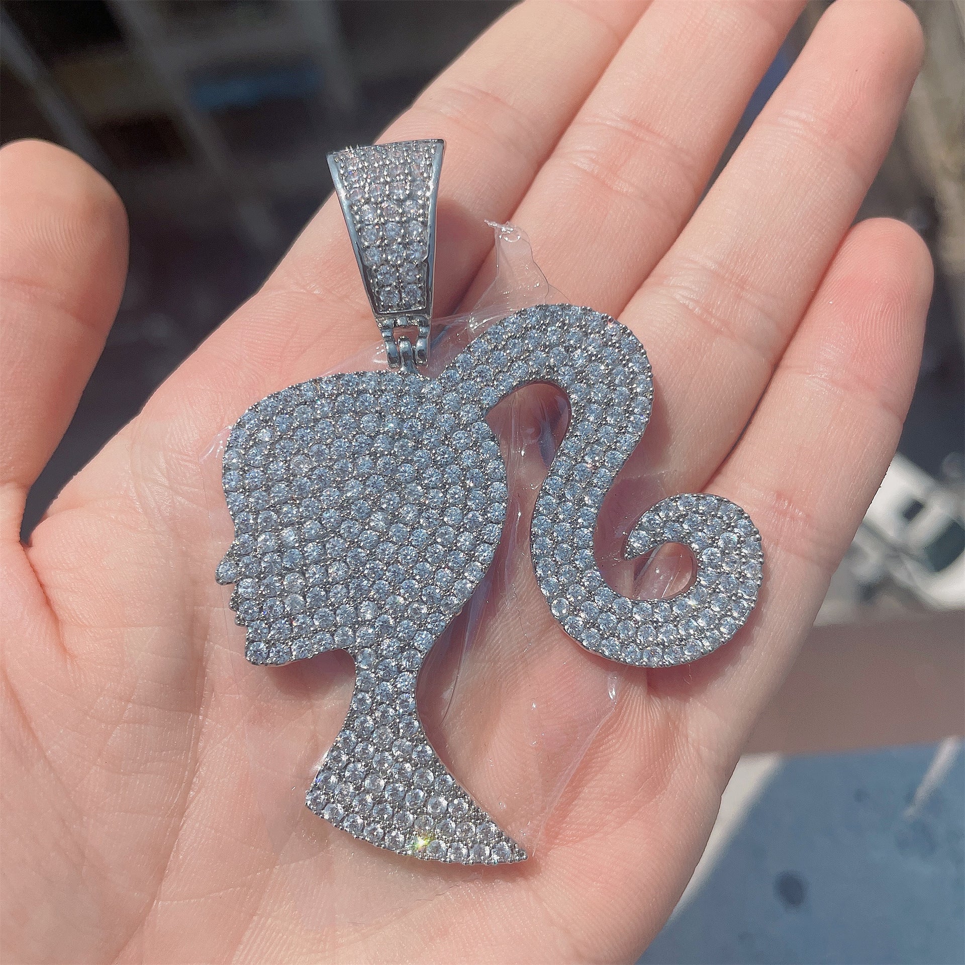 Fully Iced Barbie Pendant Necklace