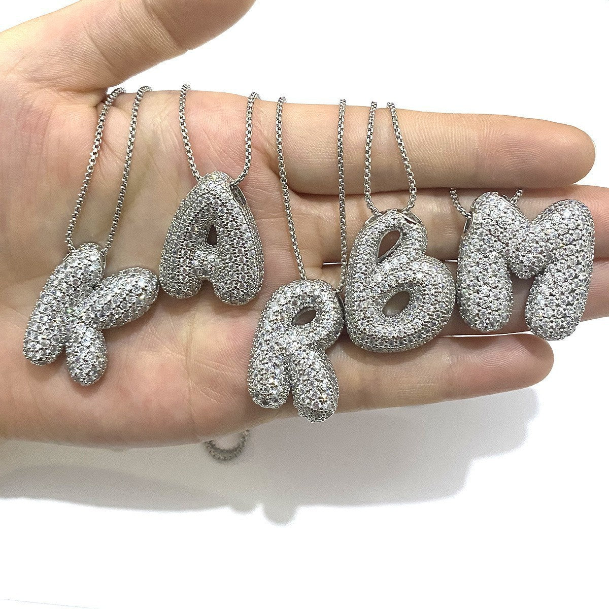 VVS Jewelry™ Chubby Bubble Initial Letter Necklace