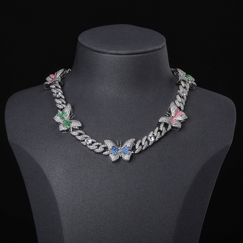 Collier ras du cou cubain papillon VVS 2.0