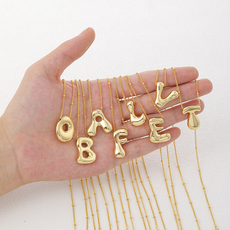 VVS Jewelry™ Chubby Bubble Initial Letter Necklace