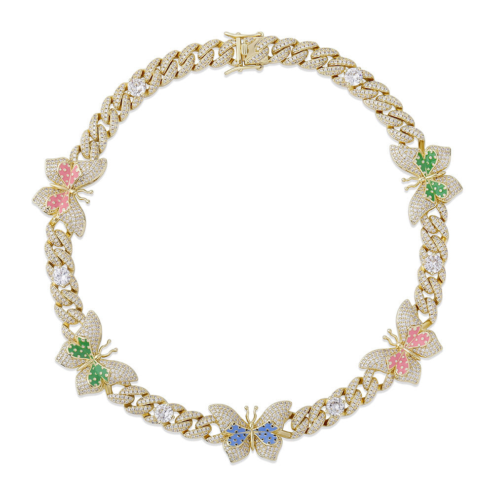 Collier ras du cou cubain papillon VVS 2.0