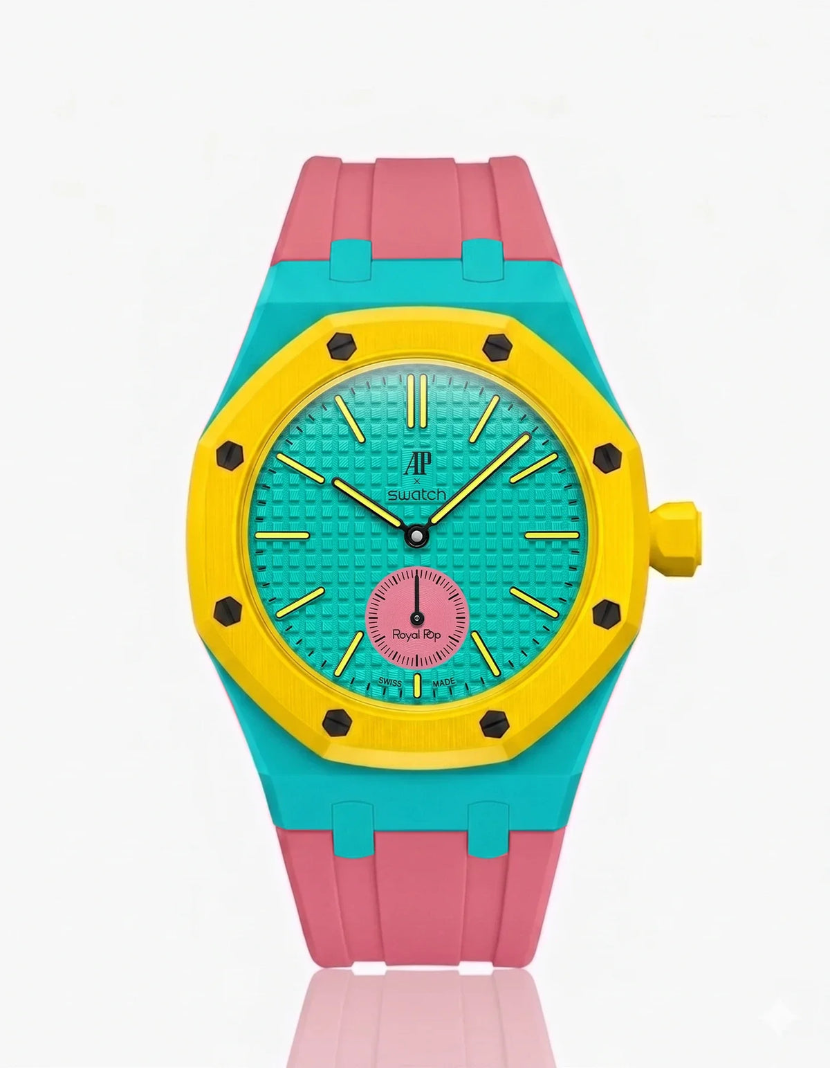 combo::turquoise::rubber-strap-for-ap-x-swatch-royal-pop-otg-pink