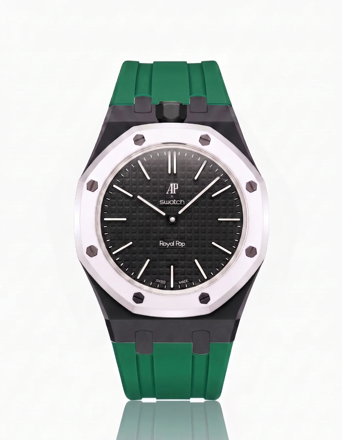 combo::black::rubber-strap-for-ap-x-swatch-royal-pop-green