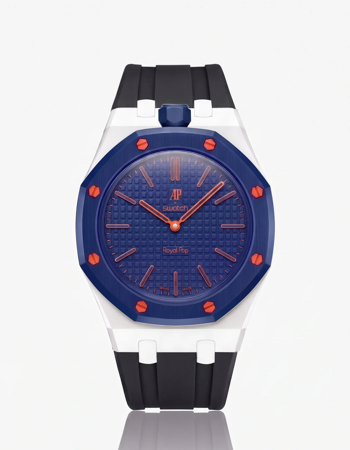 combo::white::rubber-strap-for-ap-x-swatch-royal-pop-black