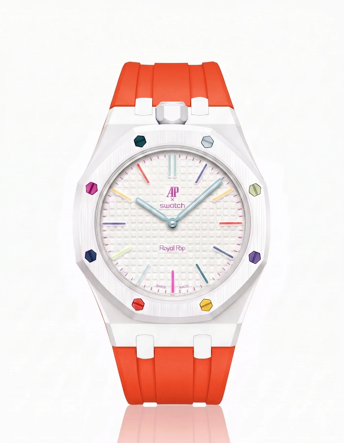 combo::white::rubber-strap-for-ap-x-swatch-royal-pop-orenji-orange