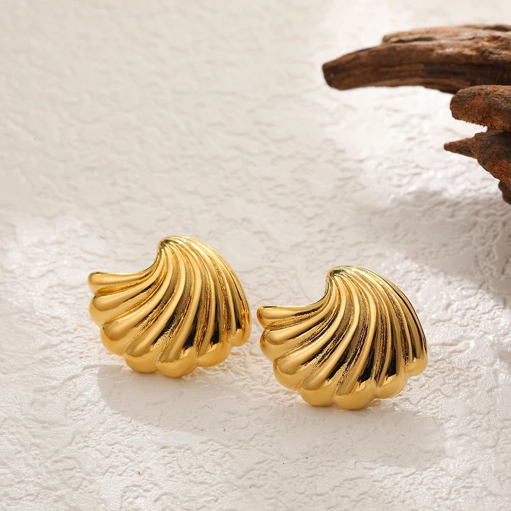 Vintage Sea & Shell Tarnish-Resistant Large Earrings