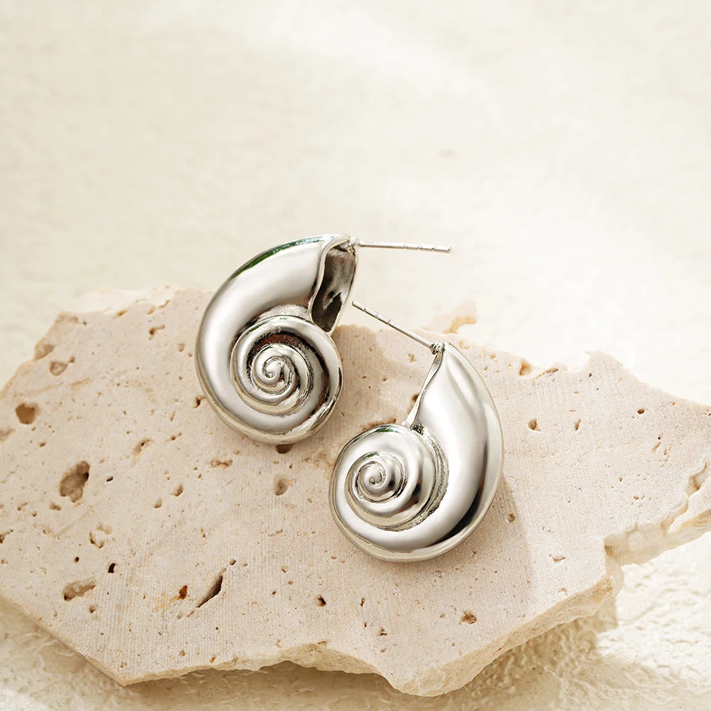 Vintage Sea & Shell Tarnish-Resistant Large Earrings