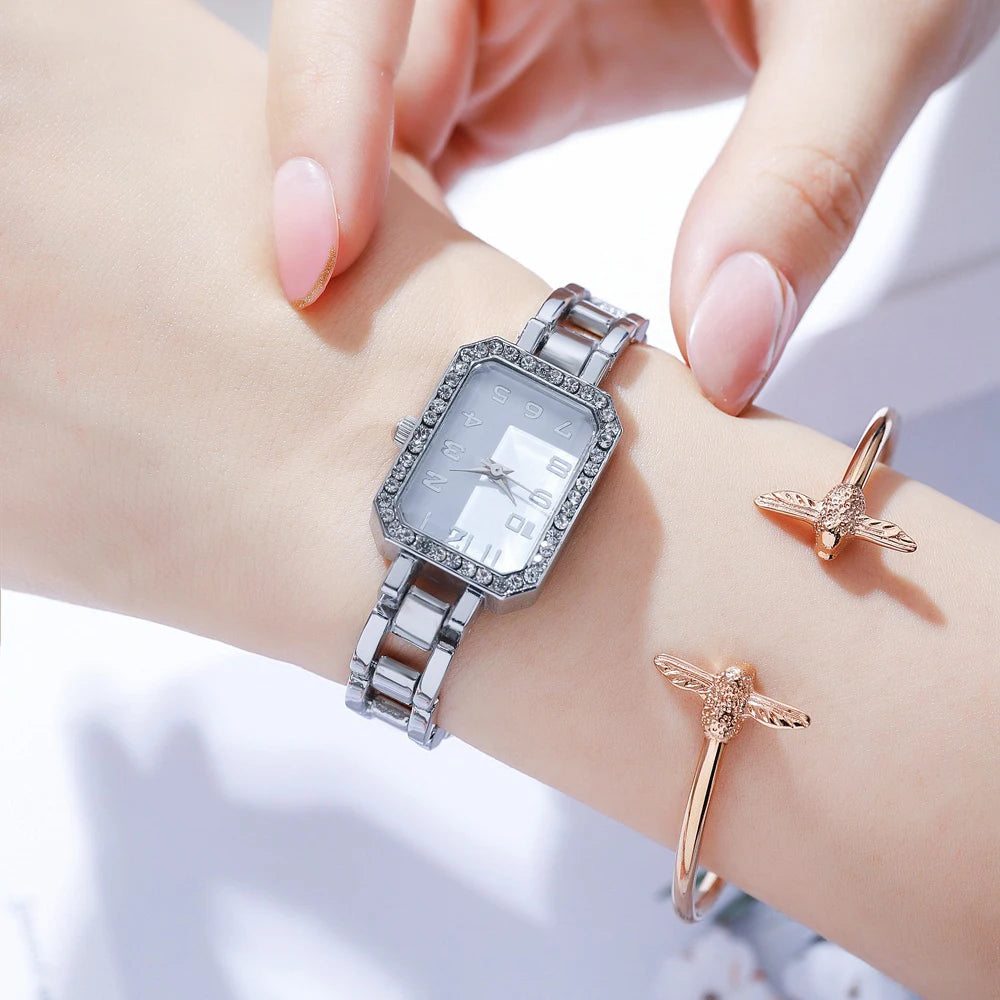 Bling Klassische Quadratische Damenuhr