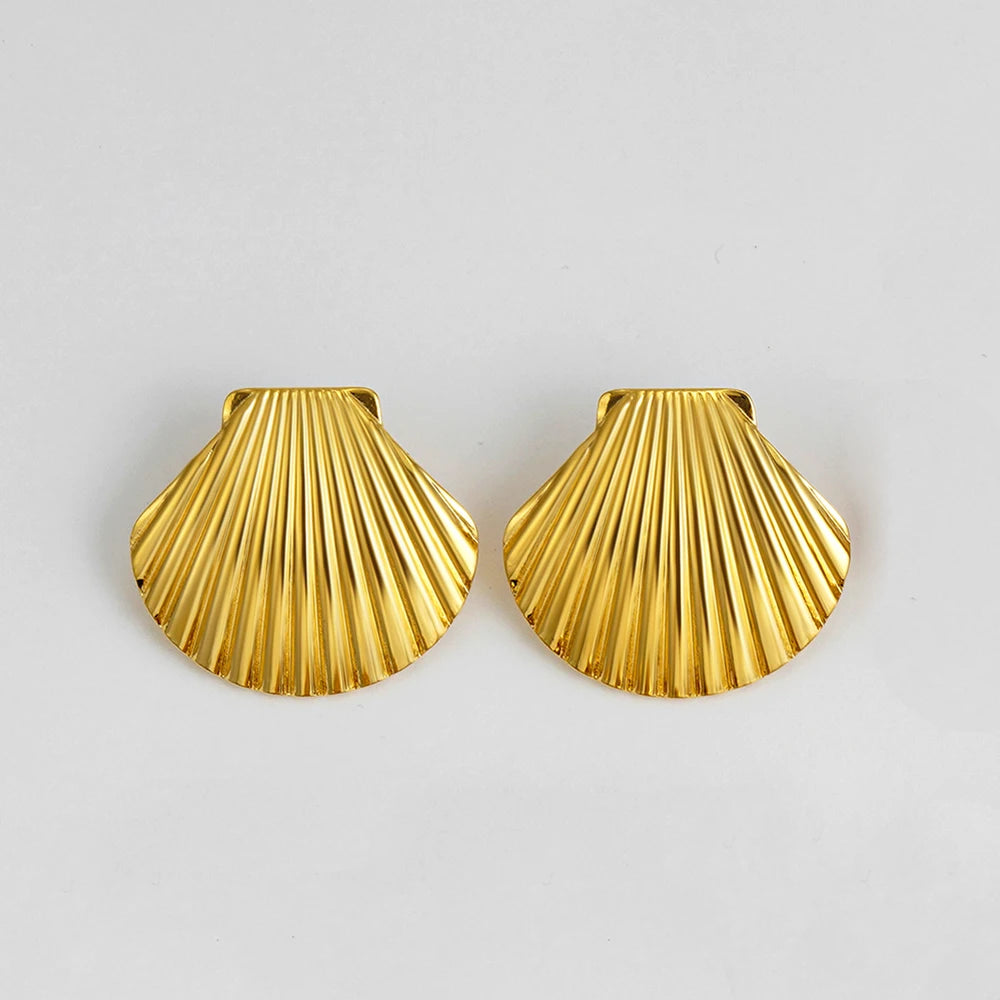 Vintage Sea & Shell Tarnish-Resistant Large Earrings