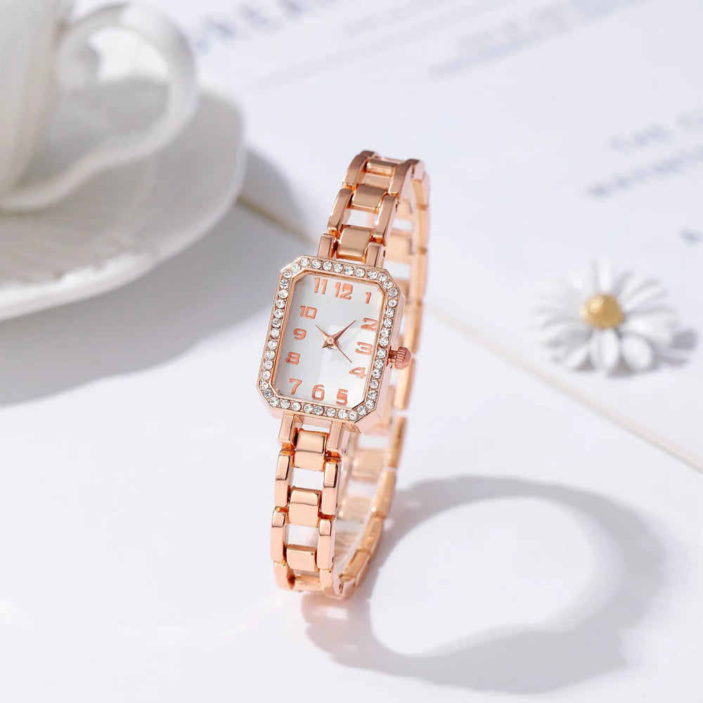Bling Klassische Quadratische Damenuhr