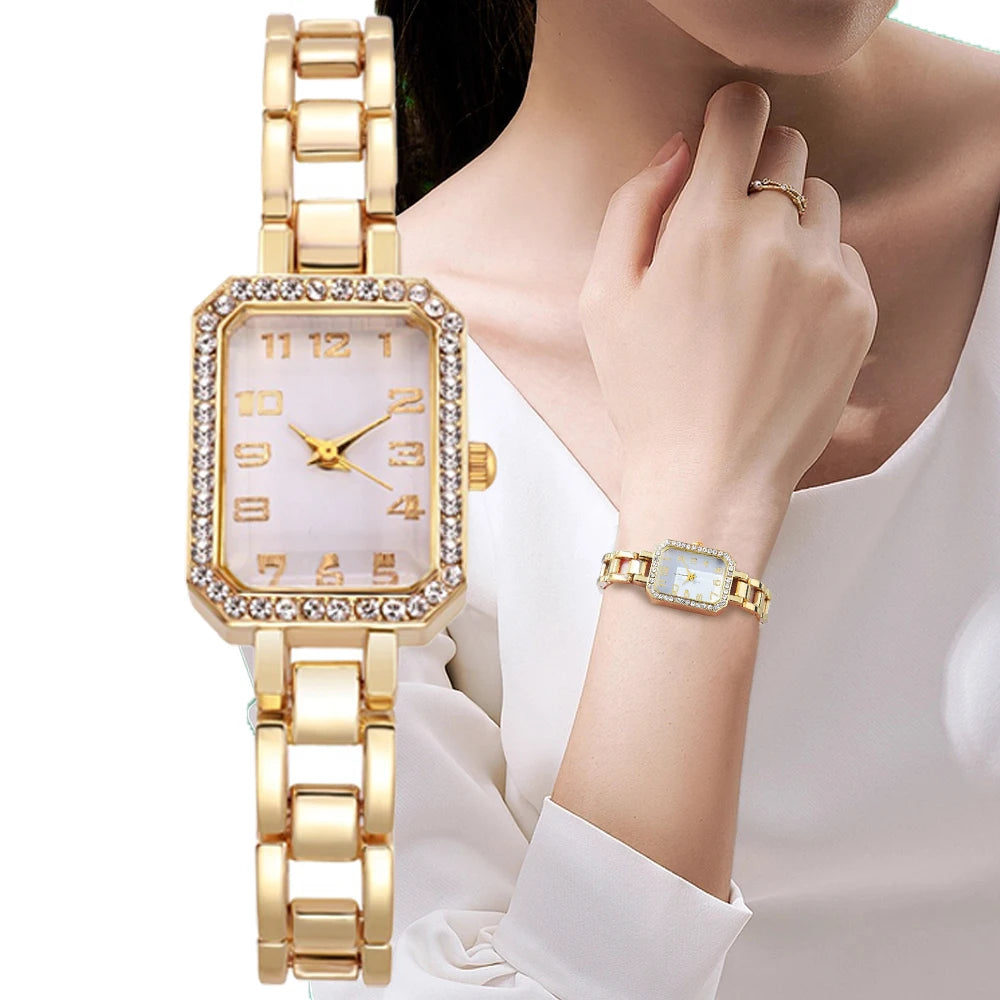 Bling Klassische Quadratische Damenuhr