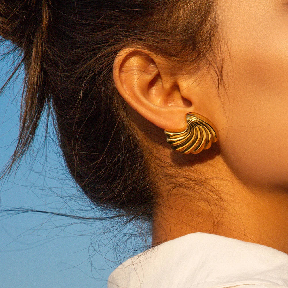 Vintage Sea & Shell Tarnish-Resistant Large Earrings