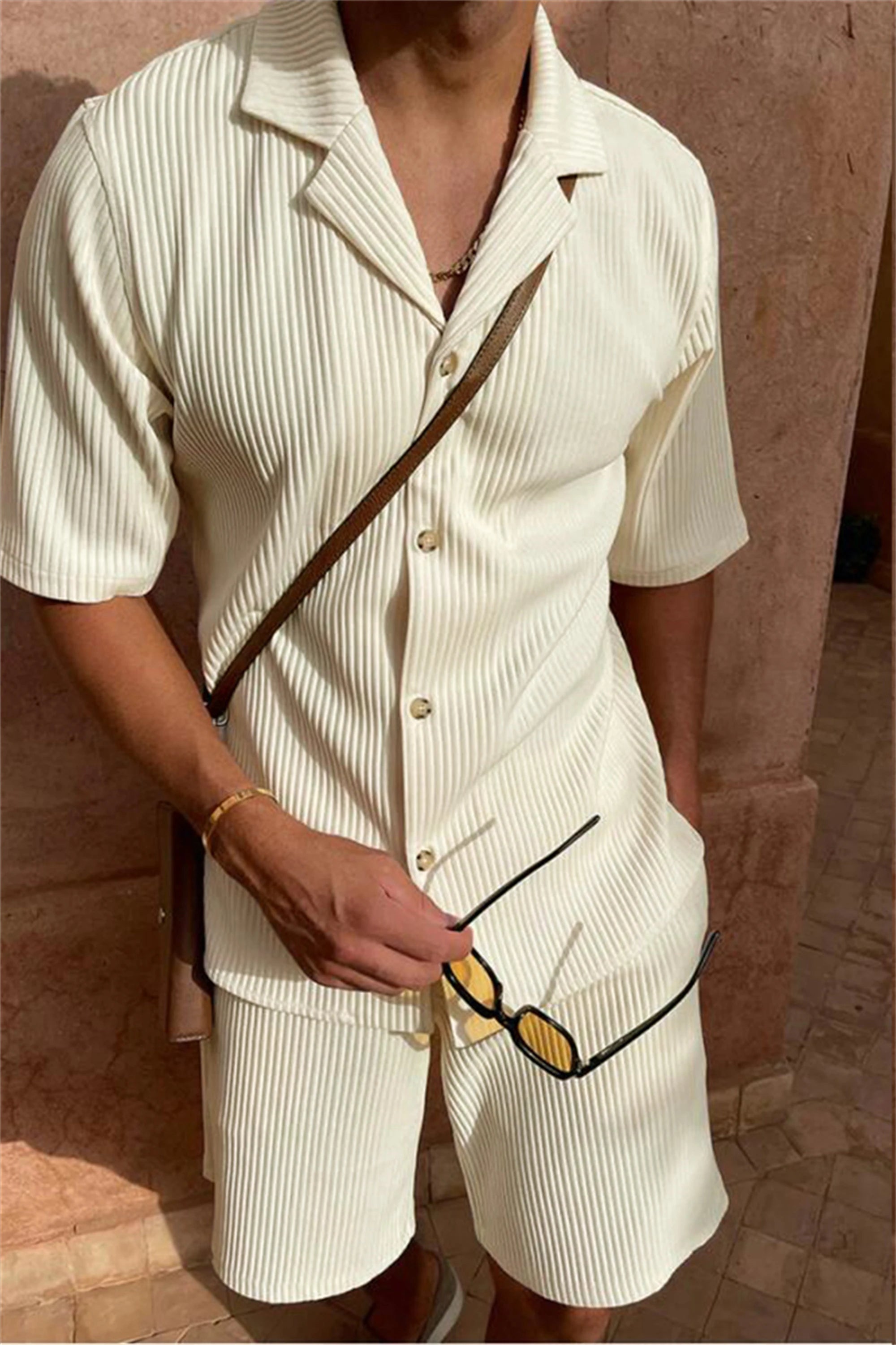🔥 Men's Summer Corduroy Set – Lightweight Shirt & Shorts for a Stylish, Relaxed Look