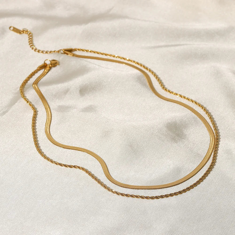VVS Layered Necklace - Rope Chain and Snake Chain ✨