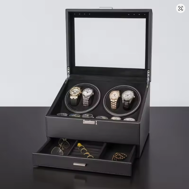4+6 Rotating Watch Winder for Mechanical Watches – Silent Automatic Organizer