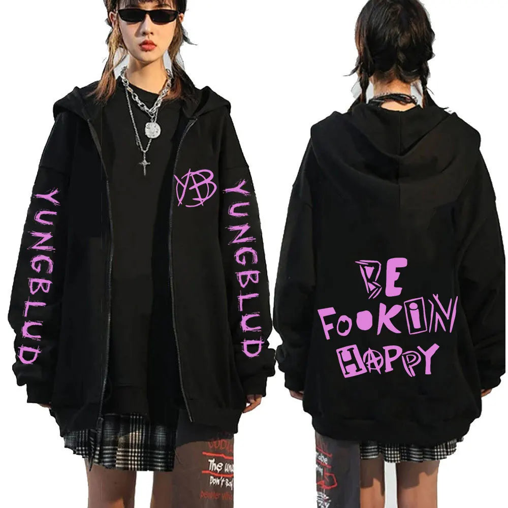 Yungblud Be Fookin Happy Zip up Hoodie