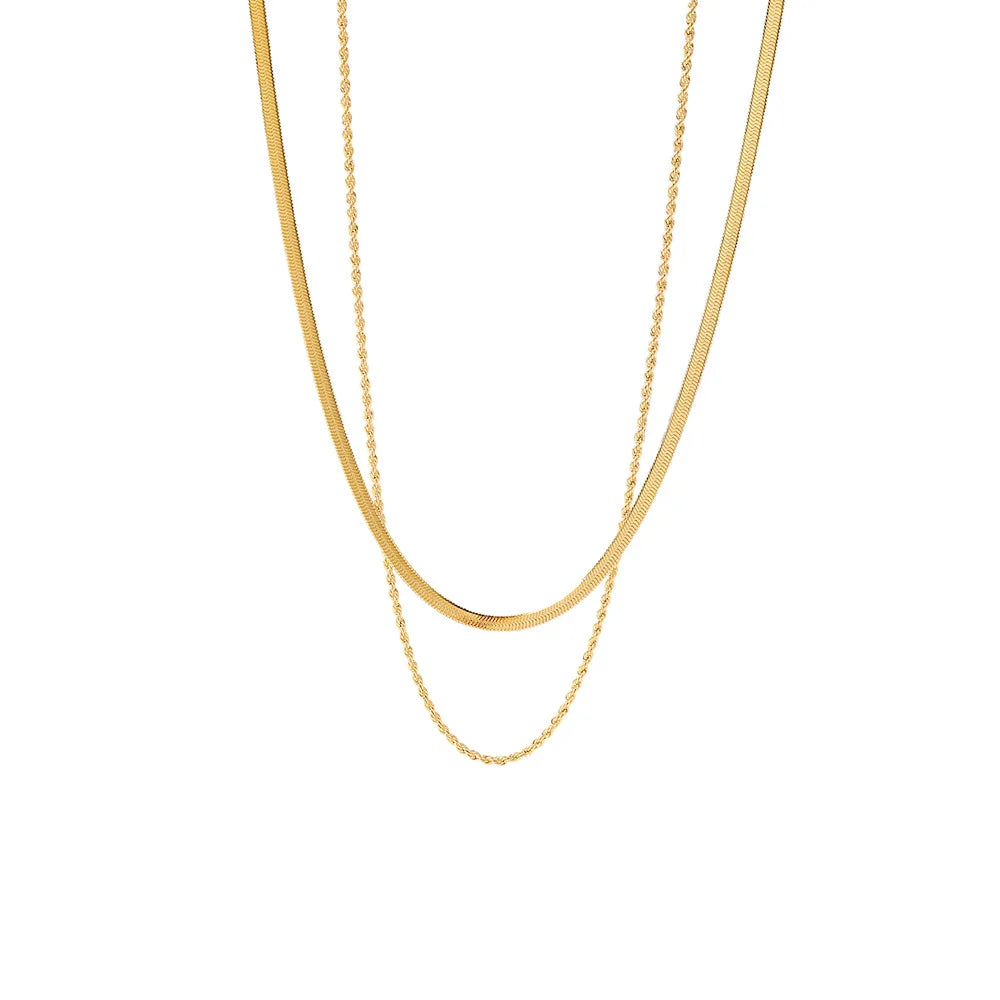 VVS Layered Necklace - Rope Chain and Snake Chain ✨