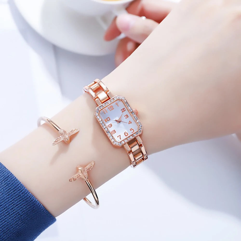 Bling Klassische Quadratische Damenuhr