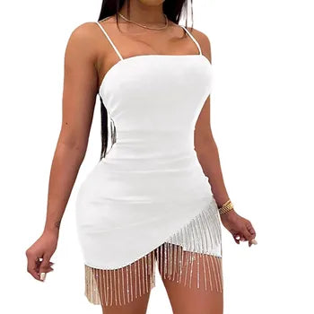 Robe mini d'été fendue à pampilles Ava