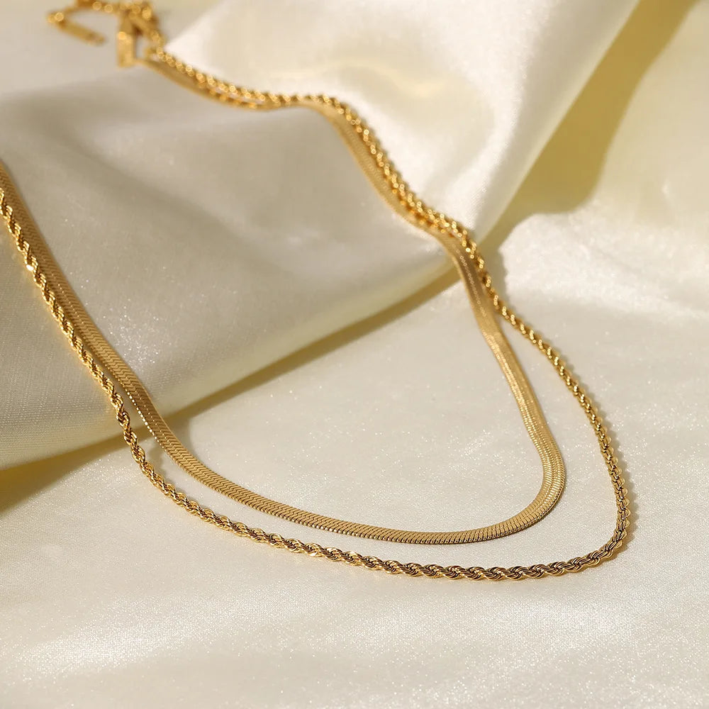 VVS Layered Necklace - Rope Chain and Snake Chain ✨