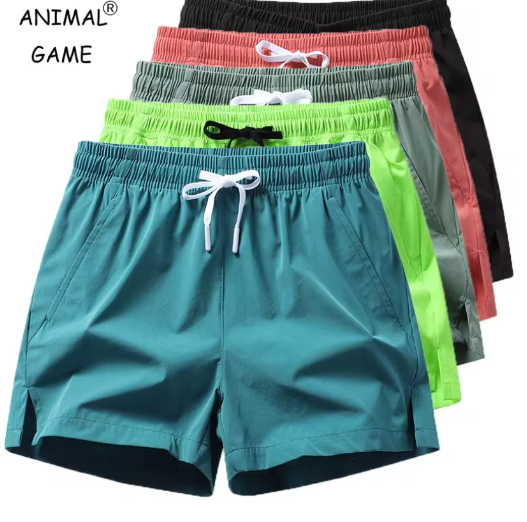 Herren Sommer Sport Jogginghose Lässige Leichte Shorts mit Taschen – Einfarbig Jogging & Strandbekleidung