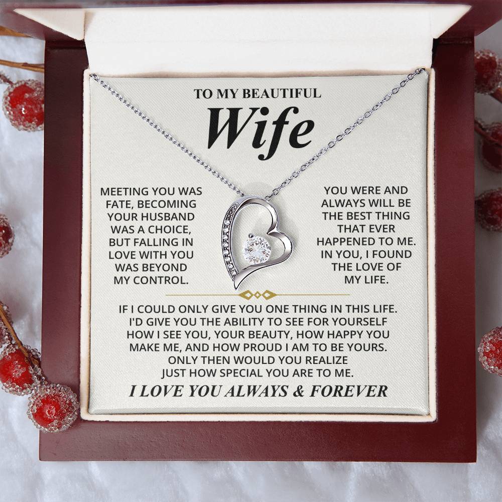 Collier avec message « À ma belle épouse (je t'aime toujours et pour toujours) »