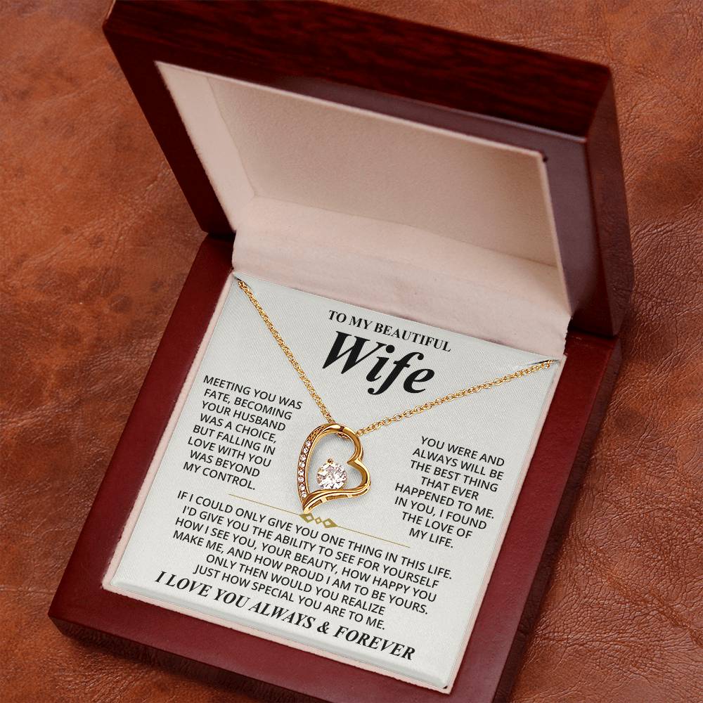 Collier avec message « À ma belle épouse (je t'aime toujours et pour toujours) »