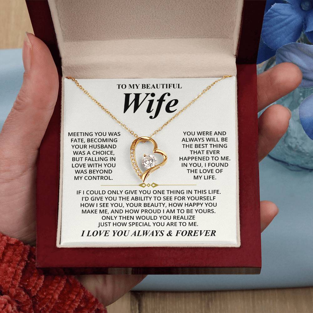 Collier avec message « À ma belle épouse (je t'aime toujours et pour toujours) »