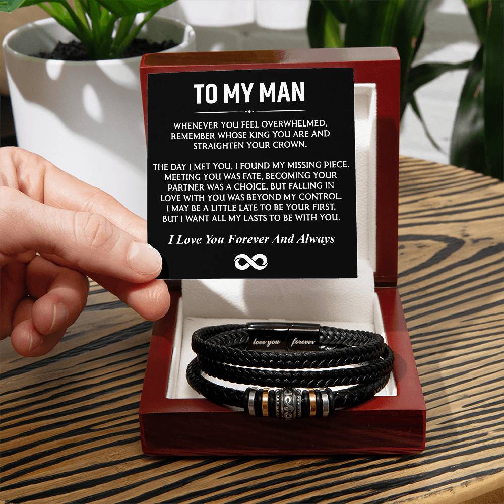 To My Man (I Love You Forever and Always) Message Card Bracelet