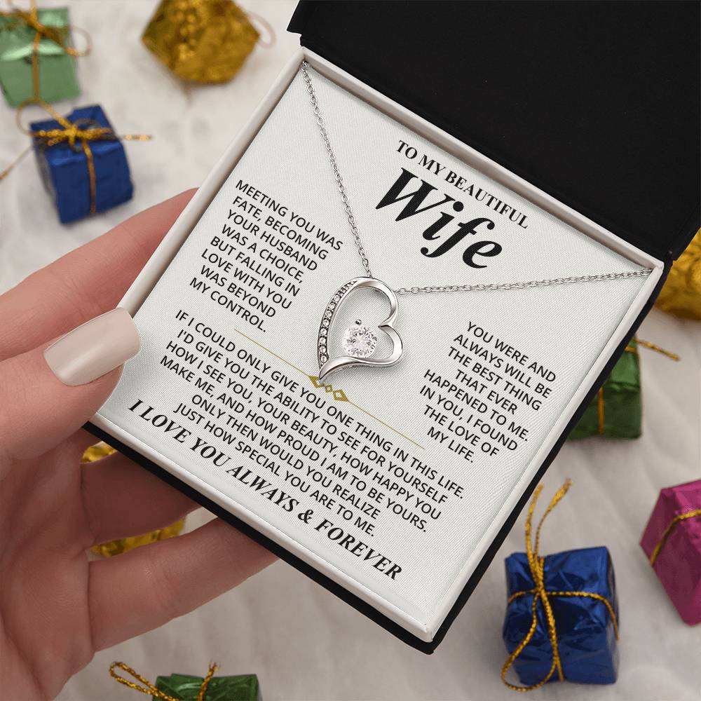 Collier avec message « À ma belle épouse (je t'aime toujours et pour toujours) »