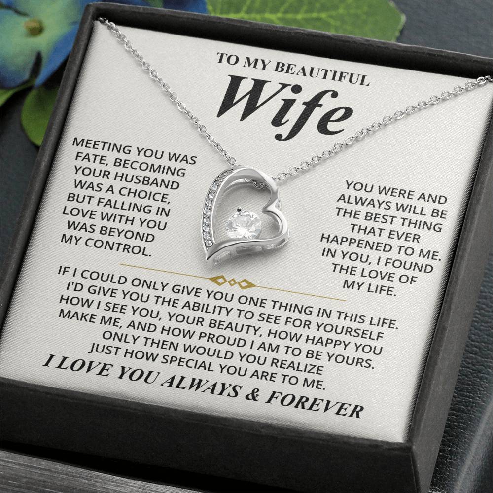 Collier avec message « À ma belle épouse (je t'aime toujours et pour toujours) »