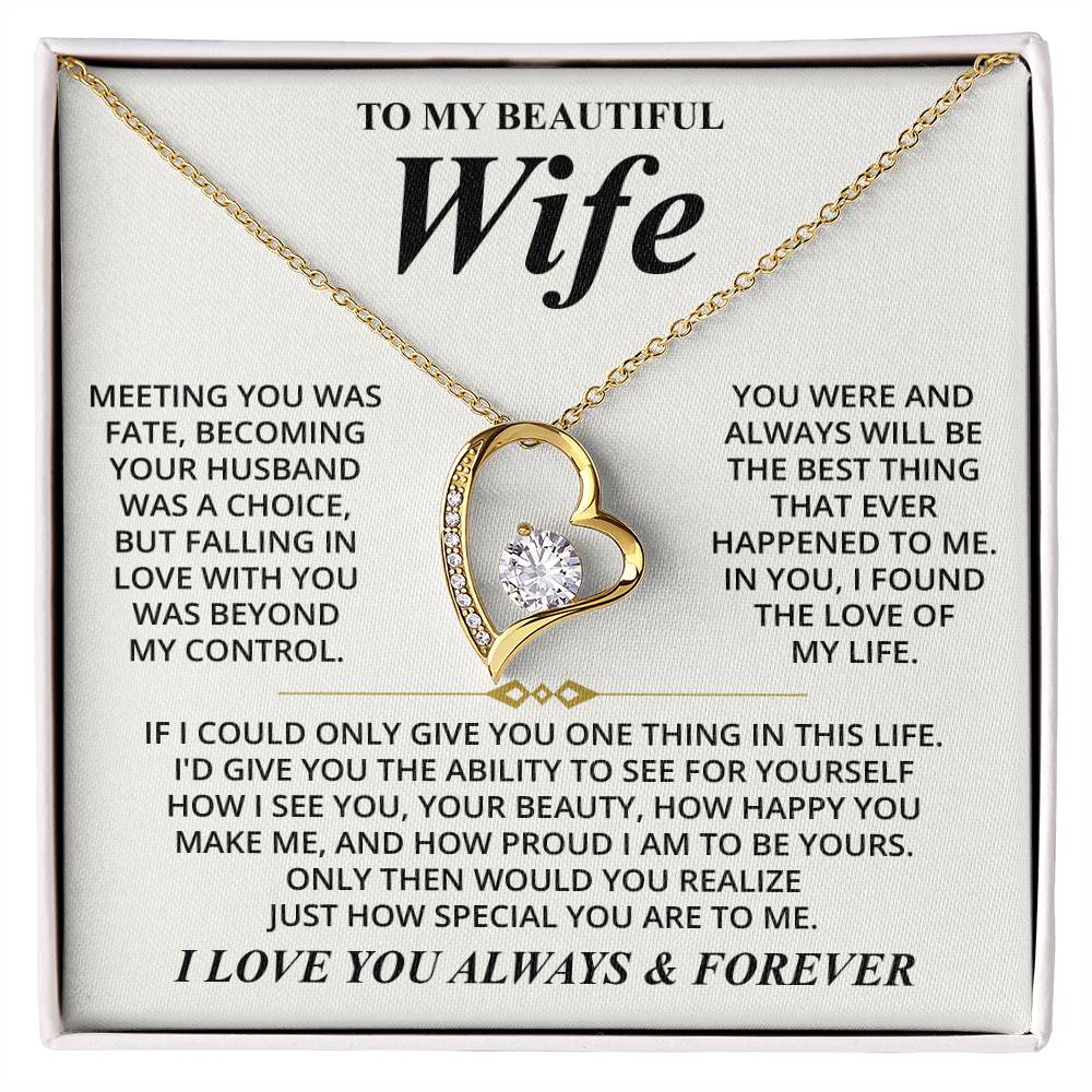 Collier avec message « À ma belle épouse (je t'aime toujours et pour toujours) »
