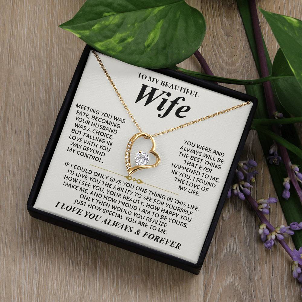 Collier avec message « À ma belle épouse (je t'aime toujours et pour toujours) »