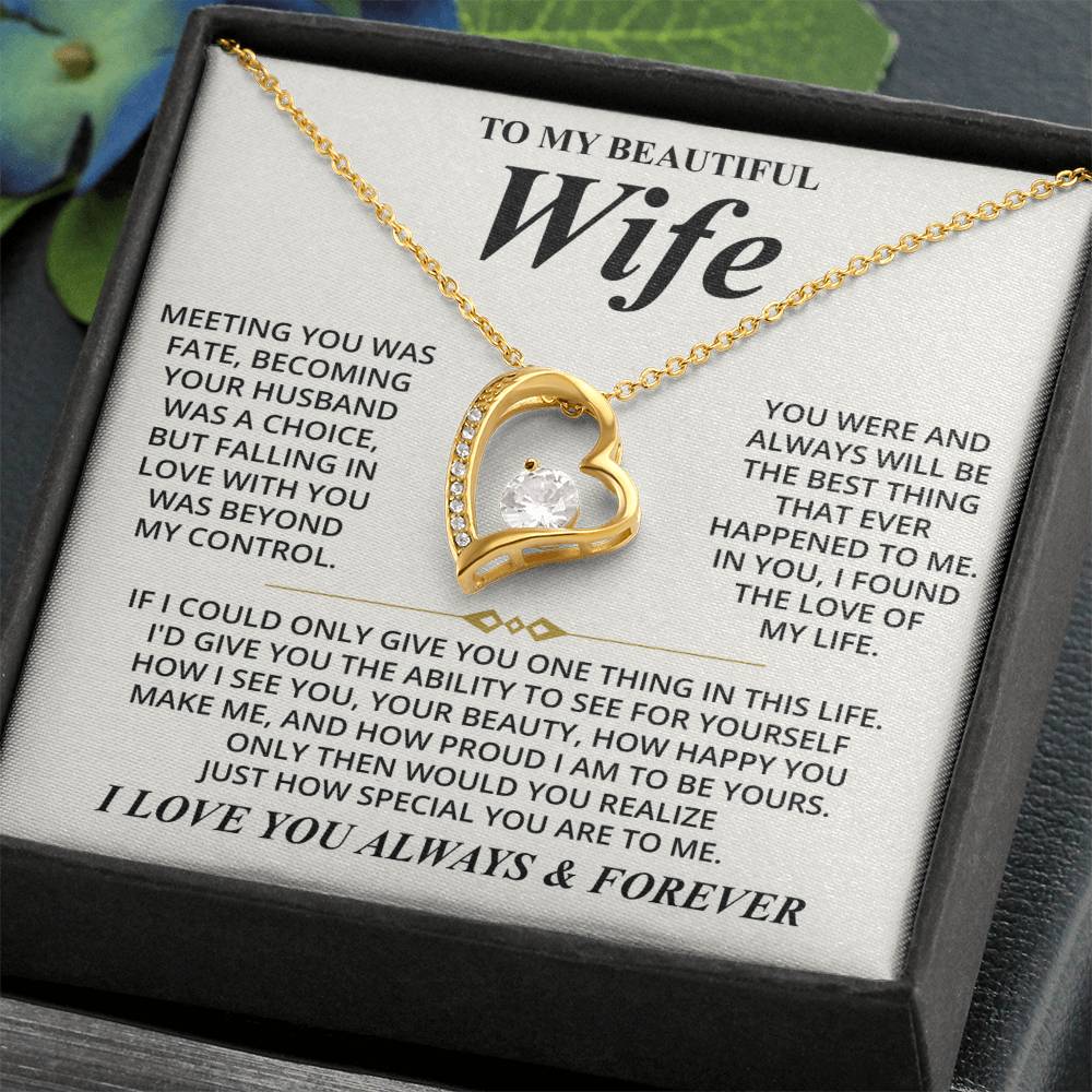 Collier avec message « À ma belle épouse (je t'aime toujours et pour toujours) »