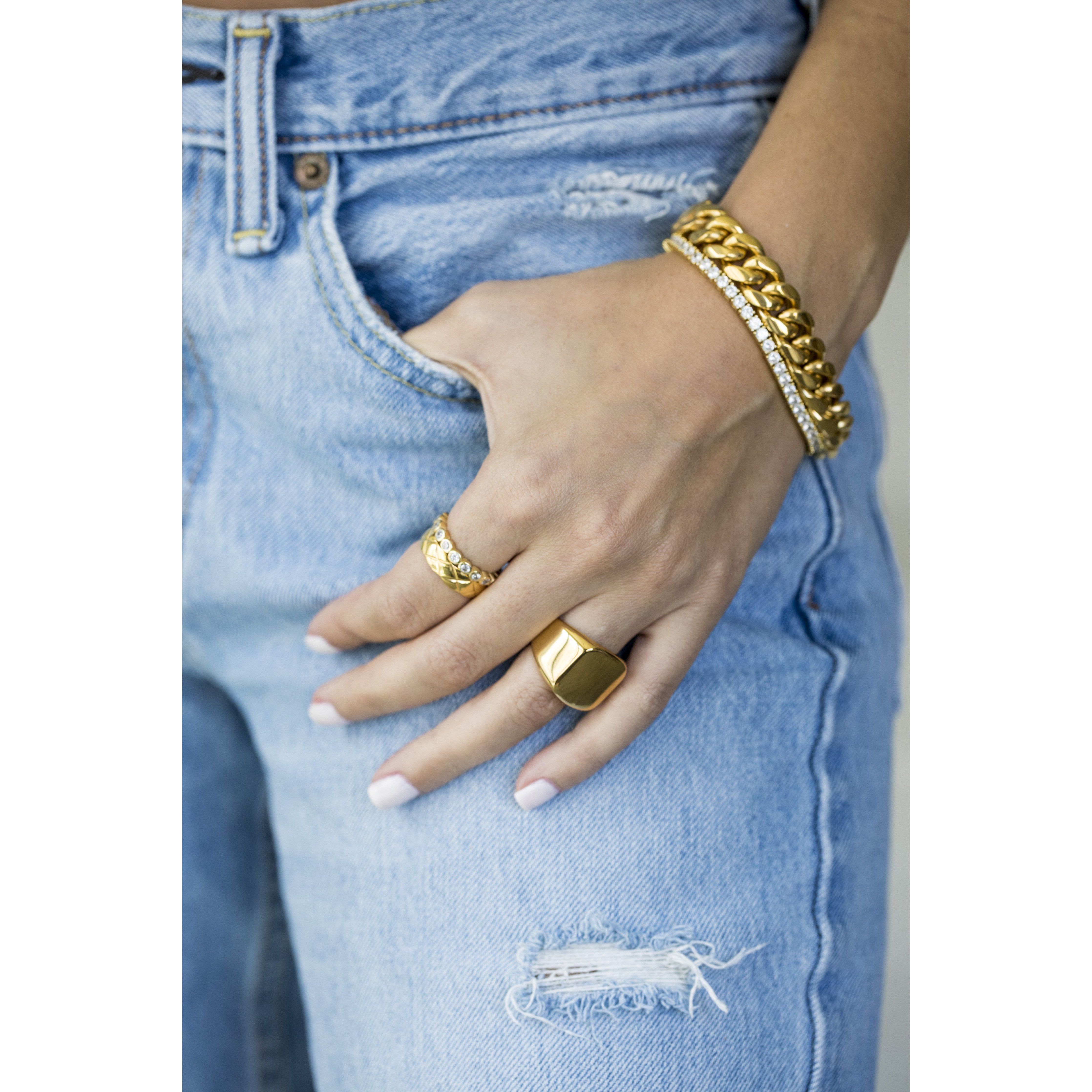 Bracelet à gros maillons cubains Diana Gold