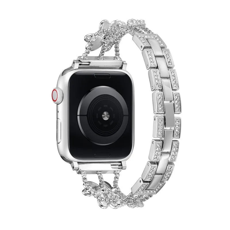 Floral Sparkle Stainless Steel Apple Watch Band