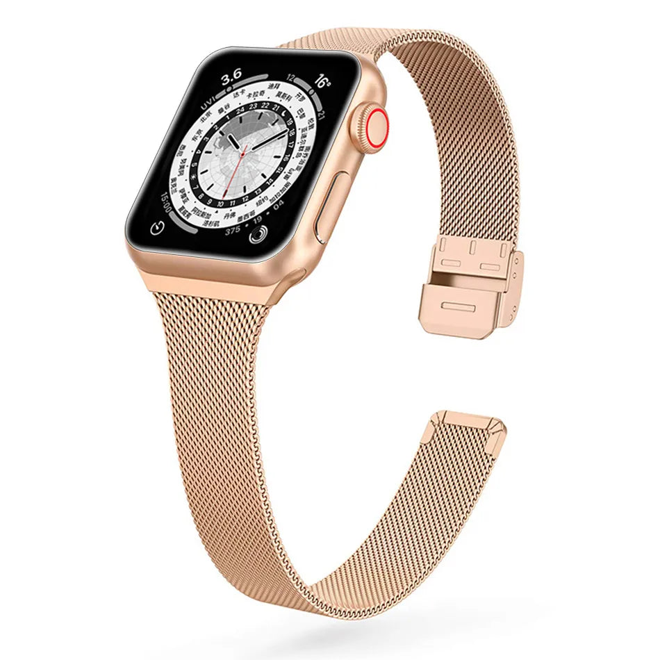 Schmal geschnittenes Metallarmband für die Apple Watch