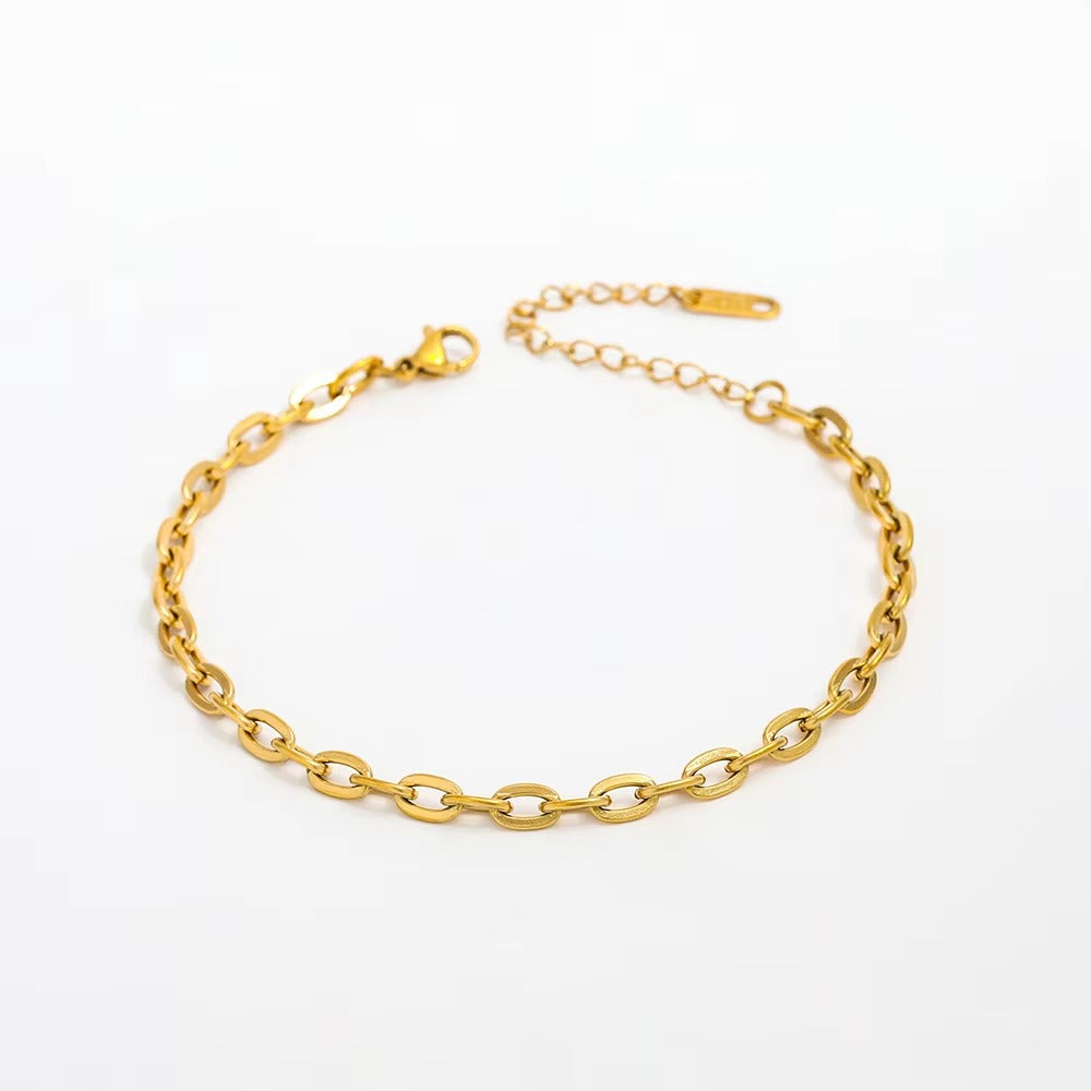 4MM 14K Gold Plated Curb Link Bracelet
