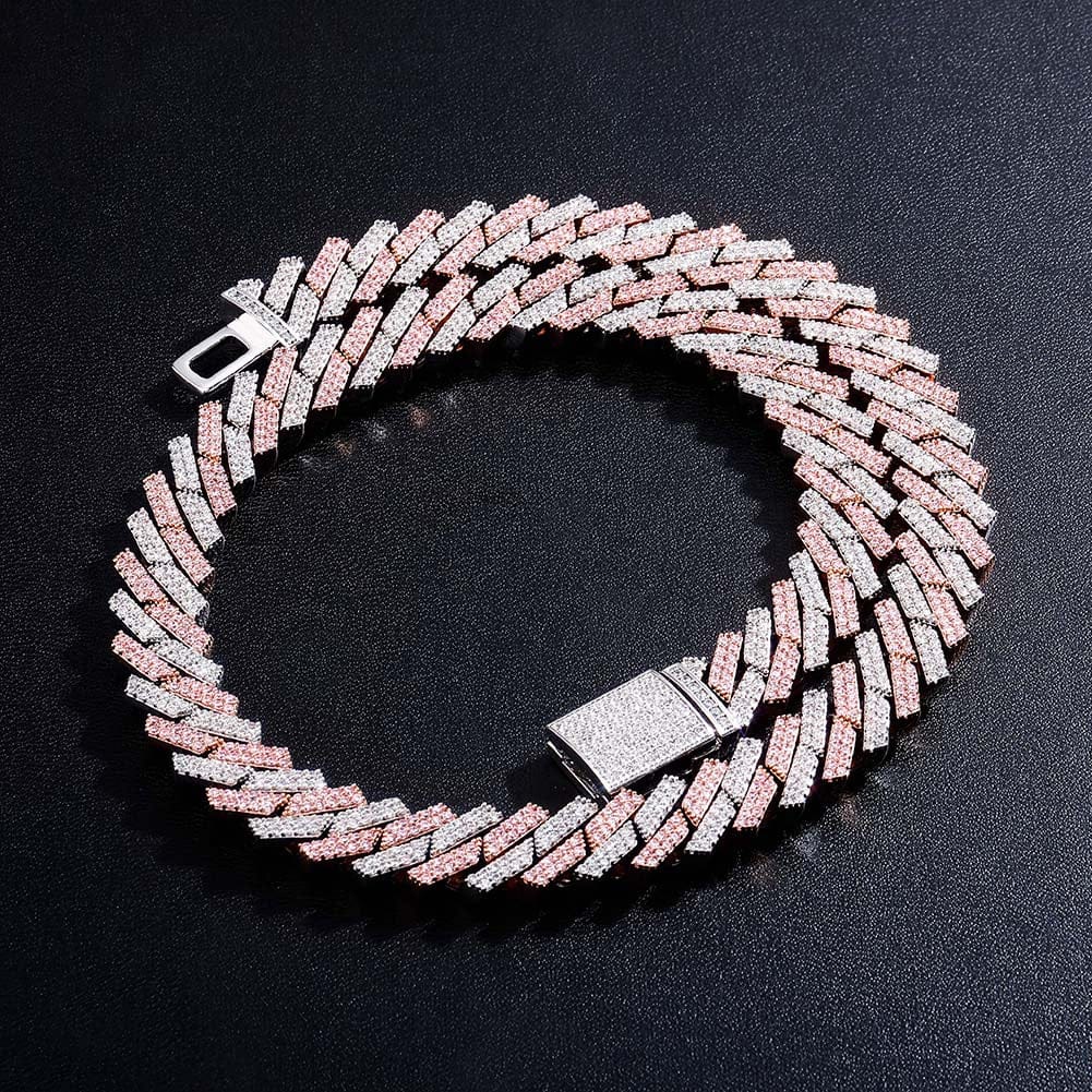 VVS Jewelry hip hop jewelry 12mm Two Tone Miami Prong Cuban Chain